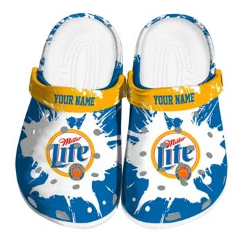 Custom Miller Lite White Brushes Blue White Clogs