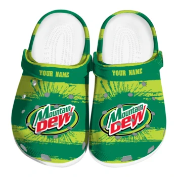 Custom Mountain Dew Center Logo Green Yellow Clogs