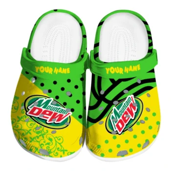 Custom Mountain Dew Polka Green Yellow Clogs
