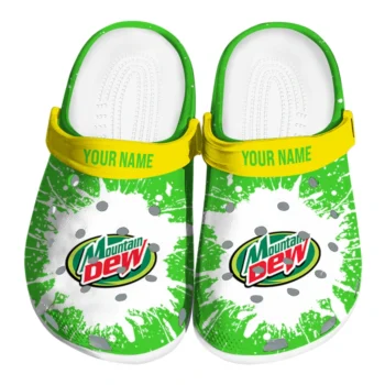 Custom Mountain Dew Splat Art Green Yellow Clogs