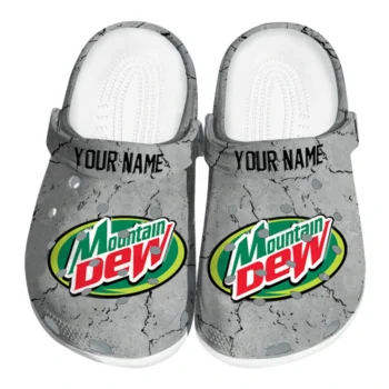Custom Mountain Dew Stone Effect Gray Clogs