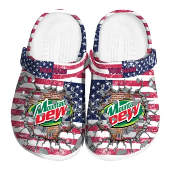 Custom Mountain Dew USA Centerpiece Red Blue Clogs
