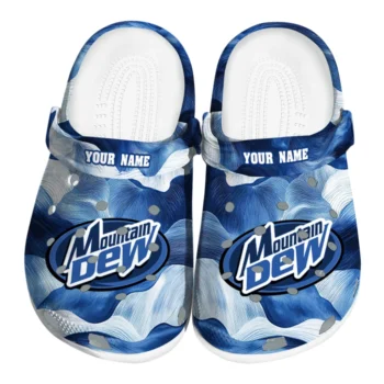 Custom Mountain Dew Wave Blue White Clogs