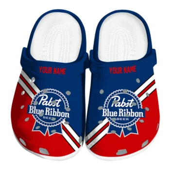 Custom Pabst Blue Ribbon Badge Blue Red Clogs