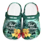 custom-pabst-blue-ribbon-hawaii-green-red-clogs-best-selling-hey-clogs.webp