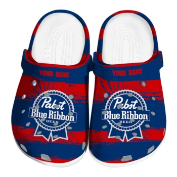 Custom Pabst Blue Ribbon Red Strikes Red Blue Clogs