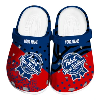 Custom Pabst Blue Ribbon Strike Designs Blue Red Clogs