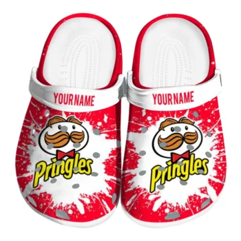 Custom Pringles Brush Strokes Red White Clogs