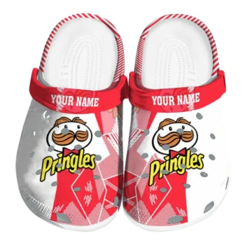 Custom Pringles Geometric Shapes Red White Clogs