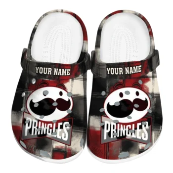 Custom Pringles Grid Black Red Clogs
