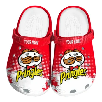 Custom Pringles Red Brush Red White Clogs