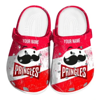 Custom Pringles Red Strikes Red White Clogs