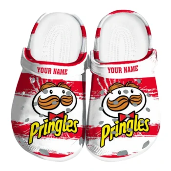 Custom Pringles White Strikes Red White Clogs