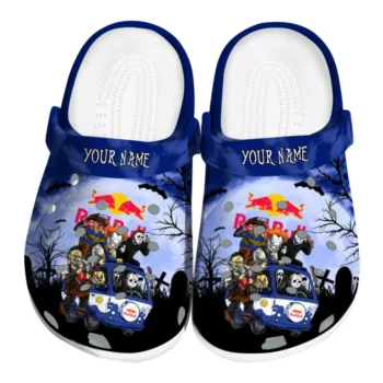 Custom Red Bull Horror Van Blue White Clogs