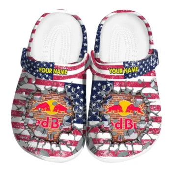 Custom Red Bull USA Flag Red Blue Clogs