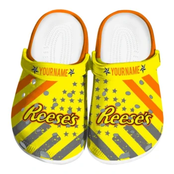 Custom Reese's Stripes Yellow Orange Clogs
