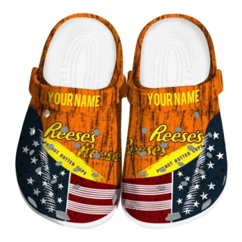 Custom Reese's USA Stripe Orange Black Clogs