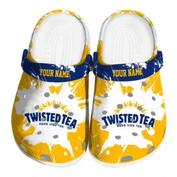 Custom Twisted Tea Splatter Sun Yellow Blue Clogs