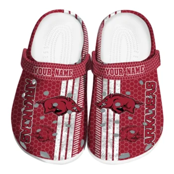 Customized Arkansas Razorbacks Contrasting Stripes Clogs