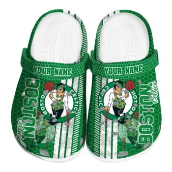 Customized Boston Celtics Contrasting Stripes Clogs
