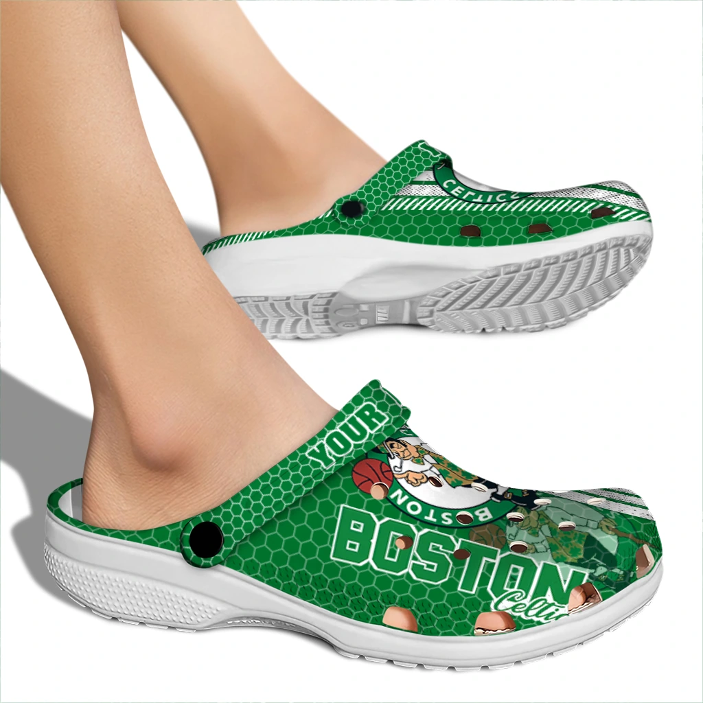 customized-boston-celtics-contrasting-stripes-clogs-fashion-forward