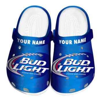 Customized Bud light Blue Strikes Blue White Clogs