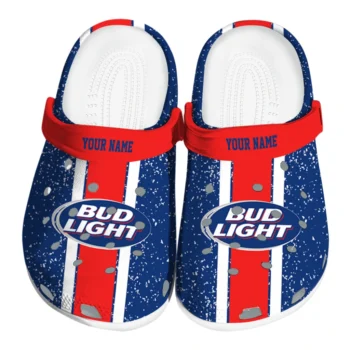 Customized Bud light Central Oval Blue Red Clogs
