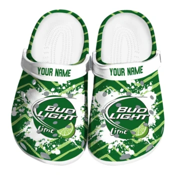 Customized Bud light Green Splash Green White Clogs
