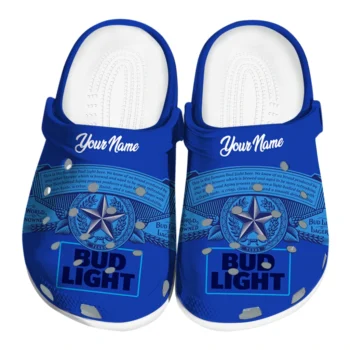 Customized Bud light Label Script Blue Clogs