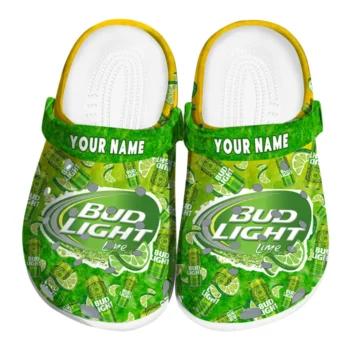 Customized Bud light Lime Scatter Green Yellow Clogs