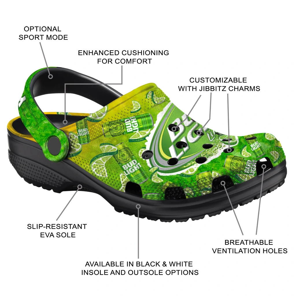 customized-bud-light-lime-scatter-green-yellow-clogs-new-arrival-hey-clogs.webp