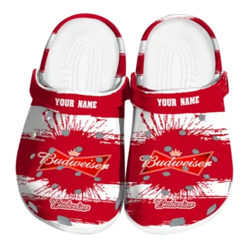 Customized Budweiser Banner Red White Clogs