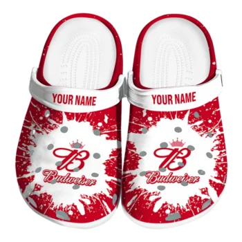Customized Budweiser Big B Splash Red White Clogs