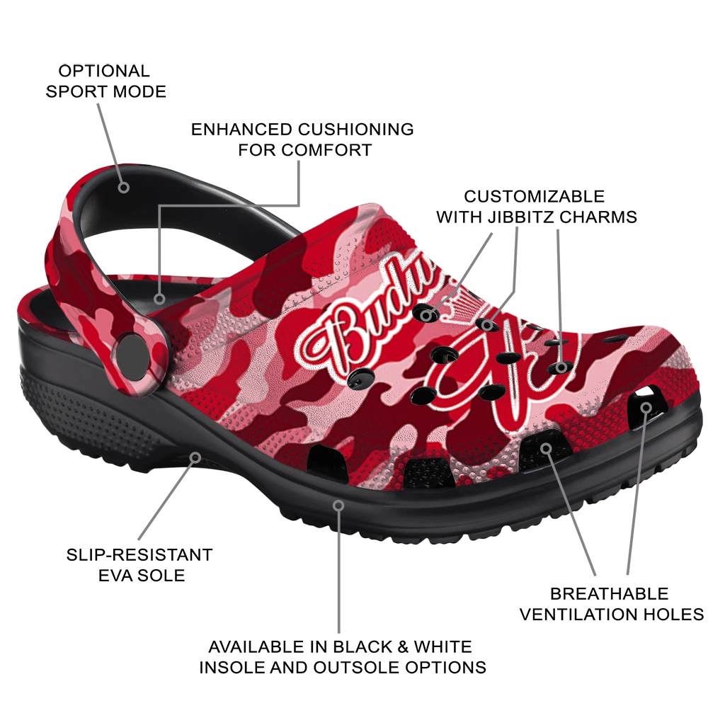 customized-budweiser-camouflage-shapes-red-pink-clogs-new-arrival-hey-clogs.webp