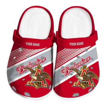 Customized Budweiser Crest Script Red White Clogs