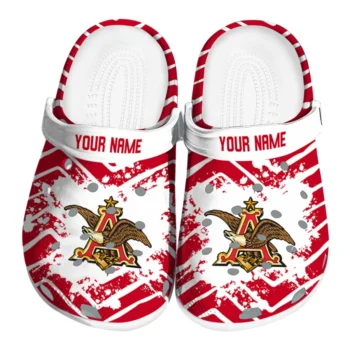 Customized Budweiser Crest Splash Red White Clogs