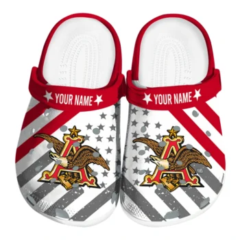 Customized Budweiser Crest Stars Red White Clogs