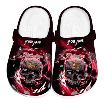 Customized Budweiser Electric Skull Black Red Clogs