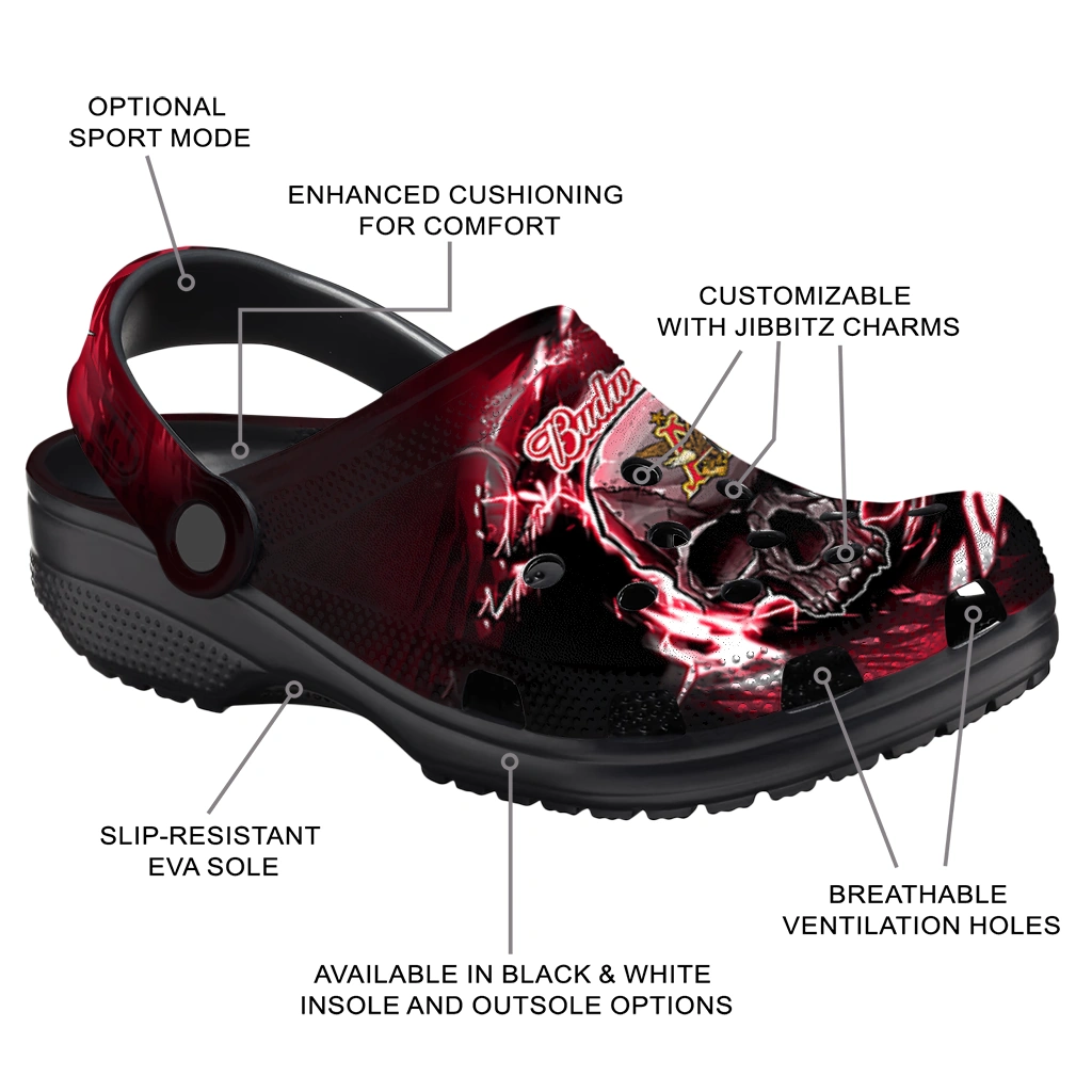 customized-budweiser-electric-skull-black-red-clogs-new-arrival-hey-clogs.webp