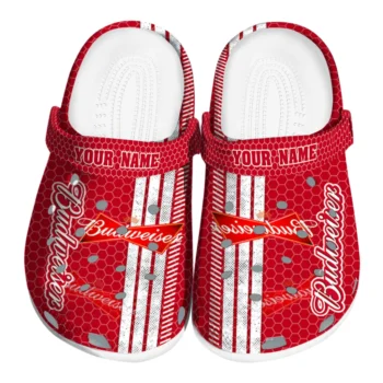 Customized Budweiser Honeycomb Red White Clogs