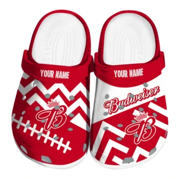 Customized Budweiser Stitching Chevron Red White Clogs