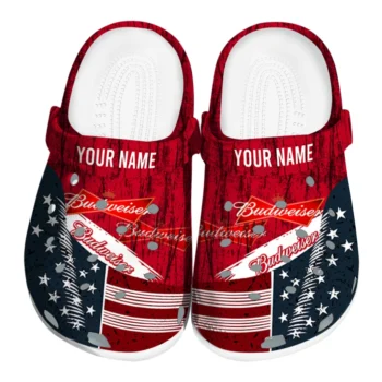 Customized Budweiser USA Flag Red Blue Clogs