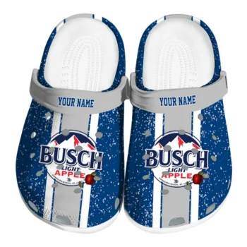 Customized Busch Light Apple Label Blue Gray Clogs