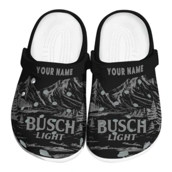 Customized Busch Light Black Moutain Black Gray Clogs