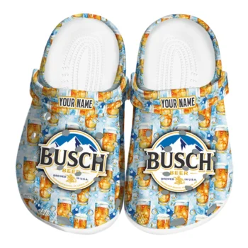 Customized Busch Light Bubbly Beer Blue Yellow Clogs