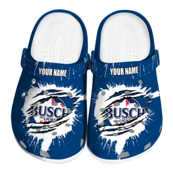 Customized Busch Light Claw Effect Blue White Clogs