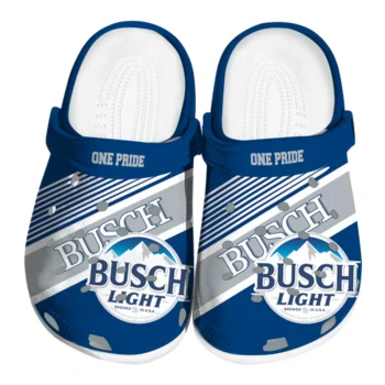 Customized Busch Light Crest Icon Blue Gray Clogs