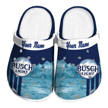 Customized Busch Light Crest Peaks Blue White Clogs
