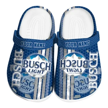 Customized Busch Light Logo Accent Blue White Clogs