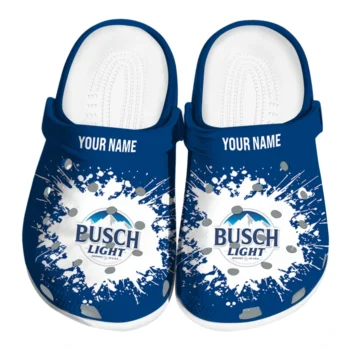Customized Busch Light Splash Designs Blue White Clogs